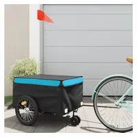 VidaXL Fahrradanhänger Schwarz und Blau 45 kg Eisen
