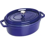 STAUB Gusseisen Bräter/Cocotte, Oval 33 cm, 6,7 L, Aromaregen Funktion, Für alle Herdarten geeignet, Dunkelblau