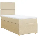 vidaXL Boxspringbett mit Matratze Creme 90x190 cm Stoff