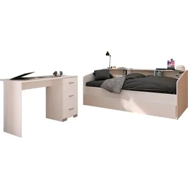 Parisot Jugendzimmer-Set "Sleep 41", weiß, B:113cm H:82cm T:203cm, Holzwerkstoff, Schlafzimmermöbel-Sets, Rückwände der Fächer am Bett drehbar