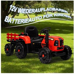 OKWISH Elektro-Kinderauto Traktor Kinderfahrzeug, Belastbarkeit 30 kg, Elektro Traktor Elektroauto für Kinder Spielzeug rot