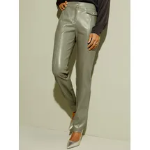 CREATION L Lederimitathose CREATION L, Damen, Gr. 26, Kurzgrößen, grün (khaki), 100% Polyester, unifarben, Hosen