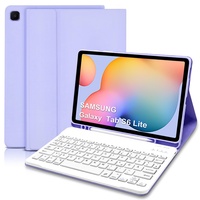 Samsung Galaxy Tab S6 Lite Hülle mit Tastatur, Schutzhülle mit Pencil Halter Wireless Tastatur (QWERTZ Deutsches Layout) für Galaxy Tab S6 Lite 10,4 2022/2020(P610/P613/P615/P619),Helles Lila