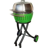 LotusGrill XL Gartengrill Set - Grillwagen mit Grillhaube XL aus Edelstahl (Limettengrün)