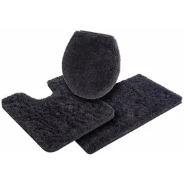 Möve Badematte »Essentail/Superwuschel«, Höhe 40 mm, rutschhemmend beschichtet, strapazierfähig, Microfaser-Badematte, Badteppich, rechteckig, rund & als 3-tlg. Set, 3 St., Polyester, grau (dark grey) Einfarbige Badematten