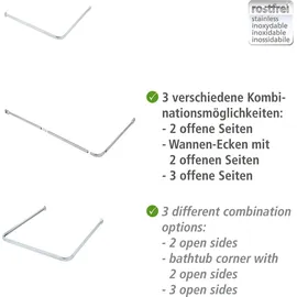 Wenko Duschvorhangstange L-Form 0 x 0 cm silber