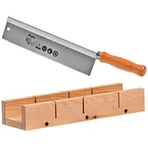DEMA Feinsäge Gehrungssäge mit Holzgriff Und Holz Schneidlade Handsäge, Gehrungslade,