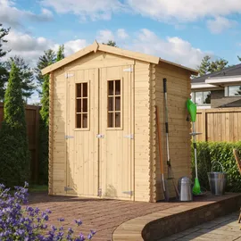 TIMBELA Gartenhaus Timbela M367C+M367G 1,96 x 1,36 m Beige