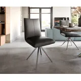 DELIFE Esszimmerstuhl Lelio-Flex Echt-Leder Schwarz Kreuzgestell breit Edelstahl Taschenfederkern, Esszimmerstühle