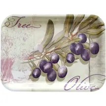 Lashuma Kunststoff Serviertablett rechteckig, Melamintablett Grün 31x23 cm, Kleines Dekotablett, Motiv: Olivenbaum