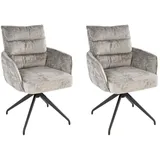 Home4You Polsterstühle 2er Set, Grau Schwarz Webstoff - Metallgestell - drehbar - 2er Set
