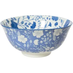 Decoris Schale 15x7cm Porzellan mit Blumen Muster - Schüssel Servierschale Salatschale Obstschale Dessertschale Müslischale Vintage Geschirr Sommer Hellblau