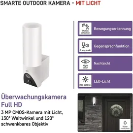 EMOS GoSmart Rotierende Outdoor IP Kamera mit WiFi und Licht IP-310 TORCH, weiß