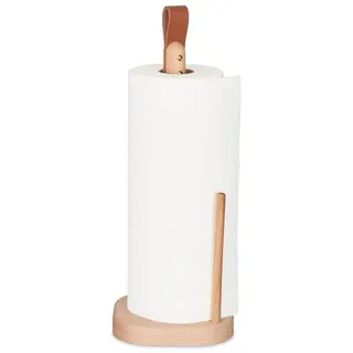 relaxdays Küchenrollenhalter Eckiger Küchenrollenhalter aus Holz braun
