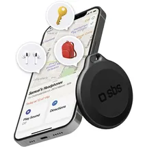 SBS Ortungsgerät Schlüssel- und Objekt-Ortungsgerät 100 dB Alarmton wasserdicht IP65 mit Schlüsselring Schwarz