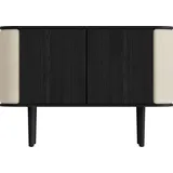 Treasures Zweitürige Kommode schwarze Eiche und hell-sandiger Stoff