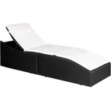 Sonnenliege mit Polsterauflage Poly Rattan Schwarz