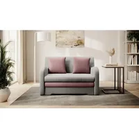 E-meubles - Sofa mit Schlaffunktion und Bettkasten Couch für Wohnzimmer Schlafsofa Sofagarnitur Polstersofa - 130x85x103 cm - amiro (Hellgrau + Rosa