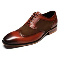 Allthemen Herren Anzugschuhe Leder Lederschuhe Business Oxford Derby Schuhe Schnürhalbschuhe Klassisch Braun 42 - 42 EU