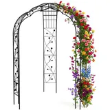 Rosenbogen Aus Metall, Schwarzes Gartenspalier Mit Blattmotiv