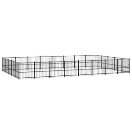 vidaXL Outdoor Hundezwinger 7,76 m x 4,85 m x 1 m Stahl Schwarz