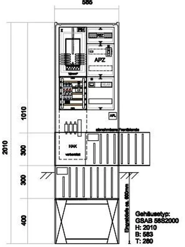 GSAB Elektrotechnik Zähleranschlußsäule Zäh#03.00.1P11APZRfZ