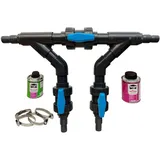HAF® Bypass Set 45° | Ventil für den Anschluss von Pool Wärmepumpe Poolheizung Solaranlage | Adapter für optimale Regulierung des Wasserdurchfluss | Anschlussset mit 32mm 38mm Schlauchanschluss