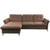 Sit & More Ecksofa, Dunkelbraun, Textil, Buche, massiv, 5-Sitzer, Ottomane links, L-Form, 268x176 cm, Made in EU, Schlafen auf Sitzhöhe, Rücken echt, Wohnzimmer, Sofas & Couches, Wohnlandschaften, Ecksofas