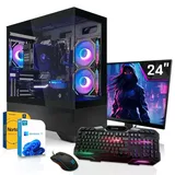 SYSTEMTREFF Gamer Komplett-System - Ryzen 5 7600X - Nvidia GeForce RTX 3050 6GB - 16GB DDR5 - 512GB M.2 NVMe + - 24 Zoll Monitor - Desktop PC