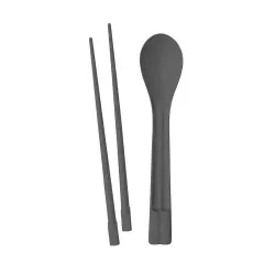 Koziol Essstäbchen-Löffel-Set, langlebiges Mehrwegbesteck 6032701 , 1 Set = 2 Stäbchen, 1 Löffel