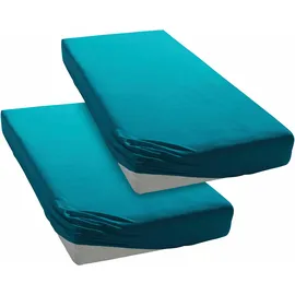 OTTO home Spannbettlaken Physalis Jersey 90 x 200 cm türkis 2 St.