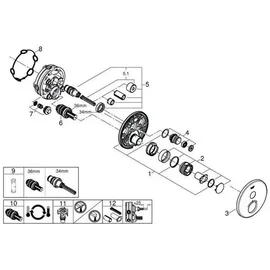 Grohe Grohtherm Smartcontrol superst., rd, UP-THM, 1 Absperrventil