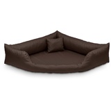 Juelle Orthopädisches Hundebett Eckbett Hundebett mit Orthopädischer Matratze für Mittelhunder, Abnehmbarer Bezug, Maschinenwaschbar, Dakota M-XXL (100x75 cm, Dunkelbraun)