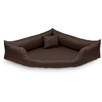 Juelle Orthopädisches Hundebett Eckbett Hundebett mit Orthopädischer Matratze für Mittelhunder, Abnehmbarer Bezug, Maschinenwaschbar, Dakota M-XXL (100x75 cm, Dunkelbraun)