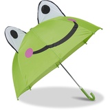 Relaxdays Kinderregenschirm mit 3D Frosch, Regenschirm für Mädchen und Jungen, kleiner Stockschirm, grün