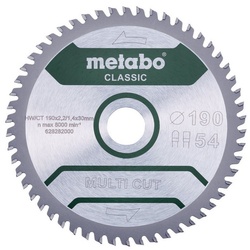 metabo Kreissägeblatt, "multi cut - classic", 190 x 30 mm, Zähnezahl 54, Flach-/Trapezzahn 5°