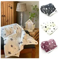 Heimtexland ® Soft Touch Kuscheldecke Sterne Sherpa Plüsch XL