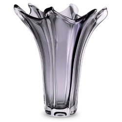 Casa Padrino Luxus Glas Vase Grau Ø 32 x H. 35 cm - Mundgeblasene Blumenvase - Deko Blumenvase - Deko Accessoires - Deko Glas Vasen - Luxus Accessoires