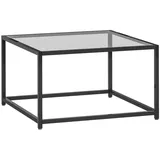 Homcom Beistelltisch Quadratisch Nachttisch mit Hartglas-Tischplatte, Couchtisch mit Beinen aus Stahl, Wohnzimmertisch Sofatisch Kaffeetisch für Wohnzimmer, Wohnzimmertische, Beistelltische