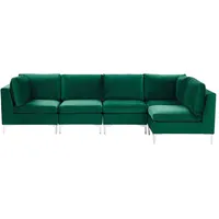 Modulares 5-Sitzer Ecksofa Samtstoff Grün linksseitig Metallbeine Modern Evja