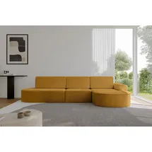 altdecor Eckcouch Cord 5-Sitzer Senfgelb