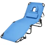 KOMFOTTEU Gartenliege Sonnenliege Strandliege klappbar, mit Gesichtsöffnung & abnehmbaren Kissen, bis150kg blau