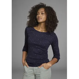 KangaROOS Langarmshirt in marine-gemustert, | Gr. 44/46,