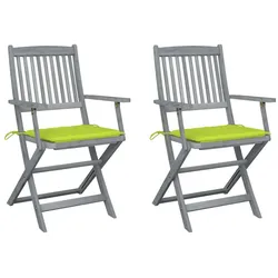 vidaXL Klappbare Gartenstühle 2 Stk. mit Sitzkissen Massivholz Akazie