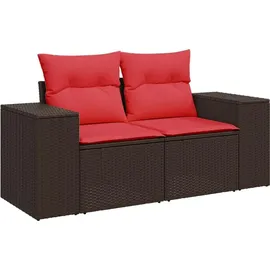 vidaXL Gartensofa-Set mit Kissen, braun, Polyrattan