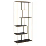 Actona Xora Regal Schwarz, Gold, Holzoptik, 4 Fächer, 77x185x35 cm, Reach, Arbeitszimmer, Büroregale, Bücherregale