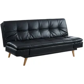 vente-unique Schlafcouch Kunstleder 3-Sitzer Schwarz