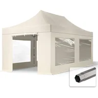 TOOLPORT 3x6m Stahl Faltpavillon, inkl. 4 Seitenteile, creme -