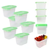 Mypicompany Frischhaltedosen mit Deckel – 6-teiliges Set je 1000 ml pro Dose, BPA-frei, luftdicht, stapelbar, mikrowellen- & spülmaschinengeeignet, transparente Gefrierdosen mit grünem Deckel