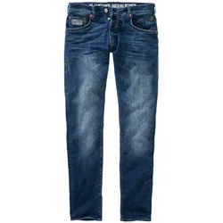 Herrlicher Herren Jeans Hose Regular Tapered Blau einfarbig - 33/32